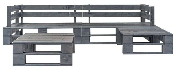 Raklap Ülőgarnitúra - Szürke Fa - 4 részes - 220x155cm