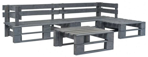 Raklap Ülőgarnitúra - Szürke Fa - 4 részes - 220x155cm