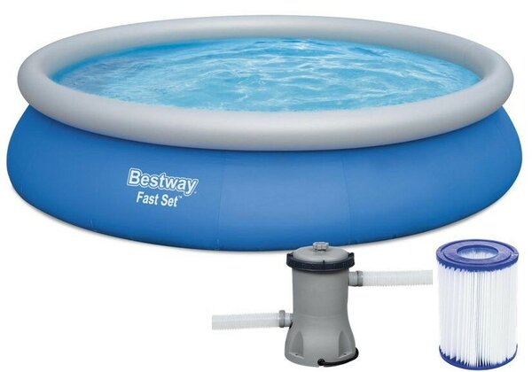 Bestway nagyméretű kerti felfújható medence 457 x 84 cm, szűrőpumpával