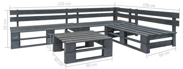 VidaXL Raklap Ülőgarnitúra - Szürke - 4 részes