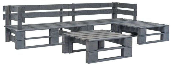 Raklap Ülőgarnitúra - Szürke Fa - 4 részes - 220x155cm