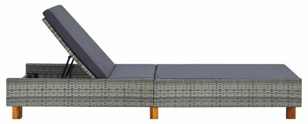 Polyrattan Napozóágy - Szürke - 200cm