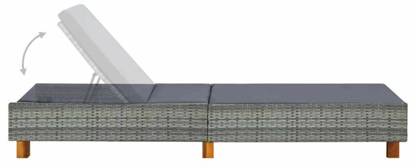 Polyrattan Napozóágy - Szürke - 200cm