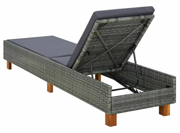 Polyrattan Napozóágy - Szürke - 200cm