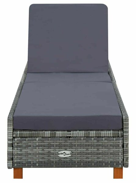 Polyrattan Napozóágy - Szürke - 200cm
