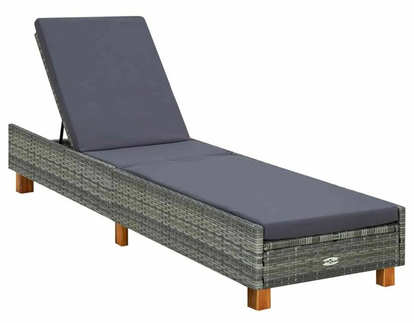 Polyrattan Napozóágy - Szürke - 200cm