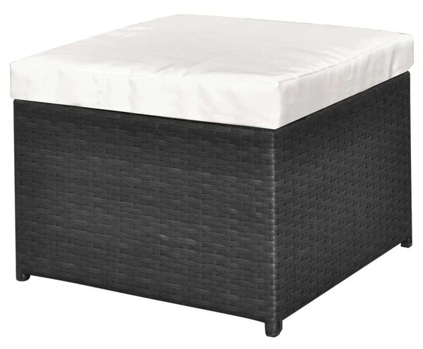4-részes fekete polyrattan kerti bútorszett párnákkal