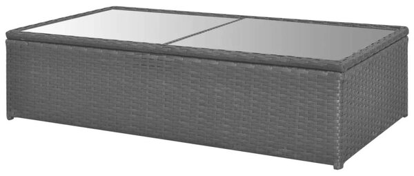 4-részes fekete polyrattan kerti bútorszett párnákkal