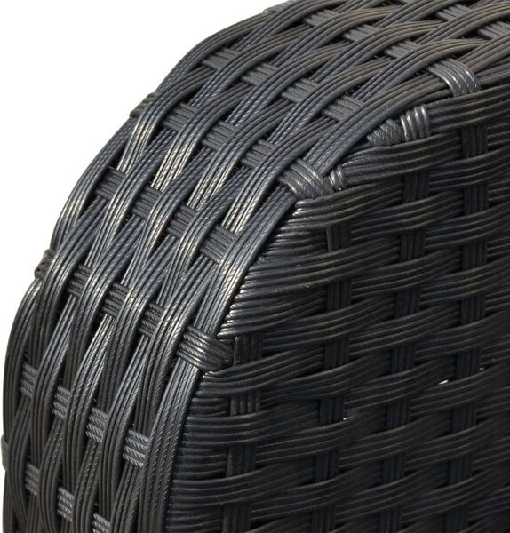 4-részes fekete polyrattan kerti bútorszett párnákkal