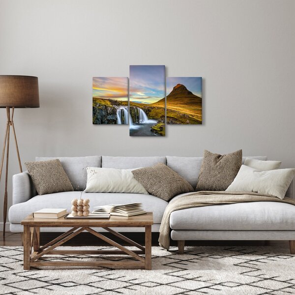 Kép a hegyekről és vízesésekről Izlandon (90x60 cm)