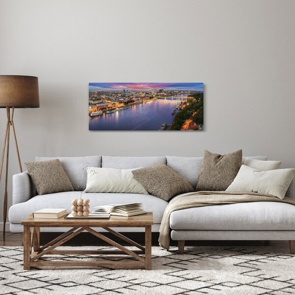 Pozsonyi éjszakai város képe folyóval (120x50 cm)