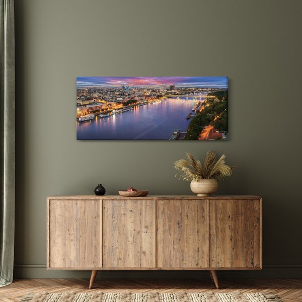 Pozsonyi éjszakai város képe folyóval (120x50 cm)