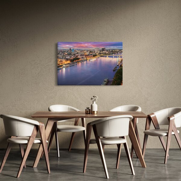 Pozsonyi éjszakai város képe folyóval (90x60 cm)