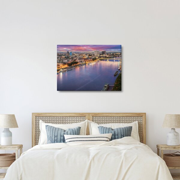 Pozsonyi éjszakai város képe folyóval (70x50 cm)