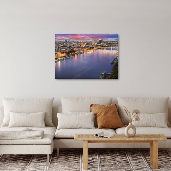 Pozsonyi éjszakai város képe folyóval (70x50 cm)
