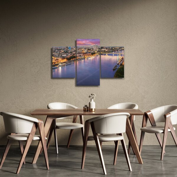 Pozsonyi éjszakai város képe folyóval (90x60 cm)