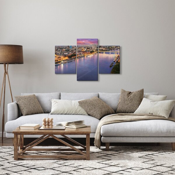 Pozsonyi éjszakai város képe folyóval (90x60 cm)