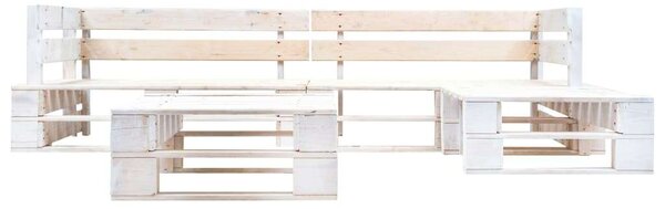 Fa Kerti Ülőgarnitúra - 4 részes - Fehér - 220x155x55 cm