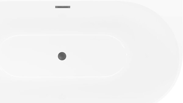 Mexen Oval Slim szabadon álló falhoz állítható kád 170 x 80 cm, fehér, fekete túlfolyó - 52661708000-70