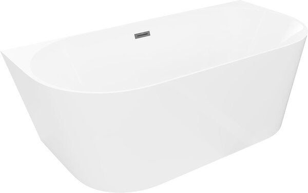 Mexen Oval Slim szabadon álló falhoz állítható kád 170 x 80 cm, fehér, fekete túlfolyó - 52661708000-70