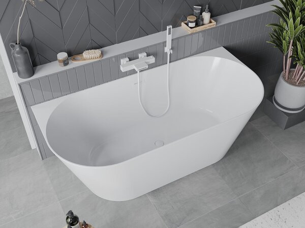 Mexen Oval Slim szabadon álló fali kád 170 x 80 cm, fehér, fehér túlfolyó - 52661708000-20