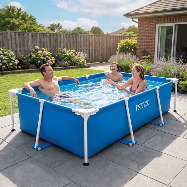 Intex 220x150x60cm négyszögletes fémvázas kerti Medence (28270NP)