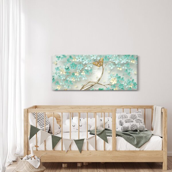 Virágok pillangóval képe (120x50 cm)