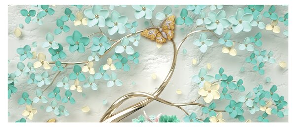 Virágok pillangóval képe (120x50 cm)
