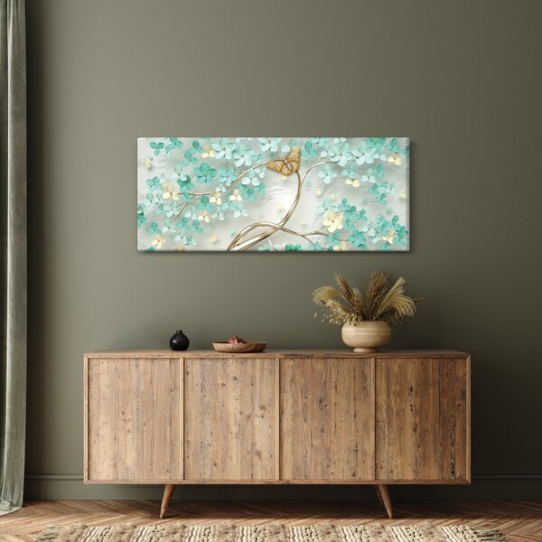 Virágok pillangóval képe (120x50 cm)