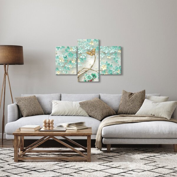 Virágok pillangóval képe (90x60 cm)