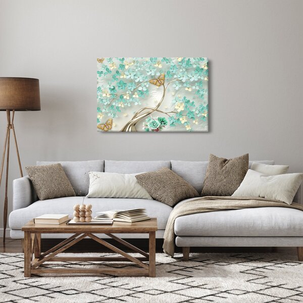 Virágok pillangóval képe (90x60 cm)