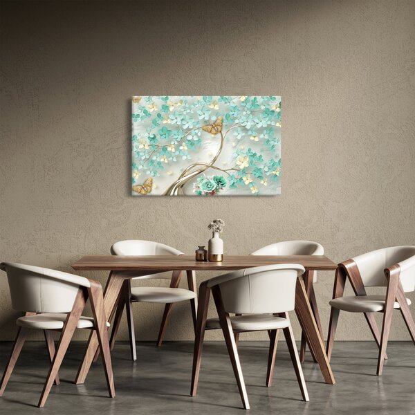 Virágok pillangóval képe (90x60 cm)