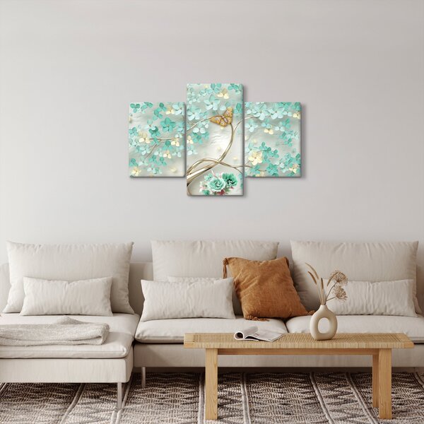 Virágok pillangóval képe (90x60 cm)