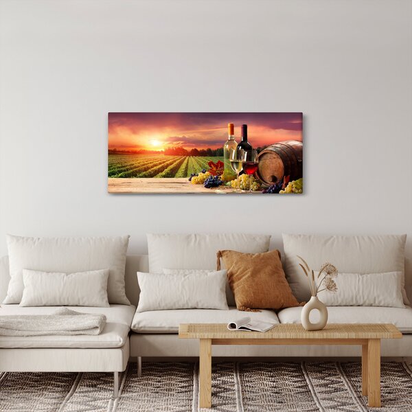 Szőlőskert borral képe (120x50 cm)