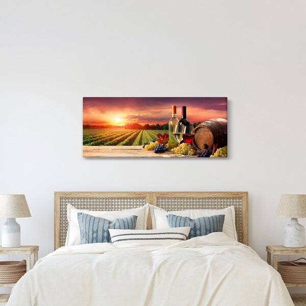 Szőlőskert borral képe (120x50 cm)
