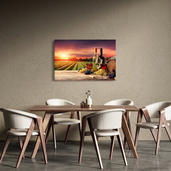 Szőlőskert borral képe (90x60 cm)