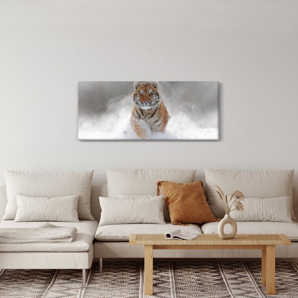 Futó tigris a hóban képe (120x50 cm)