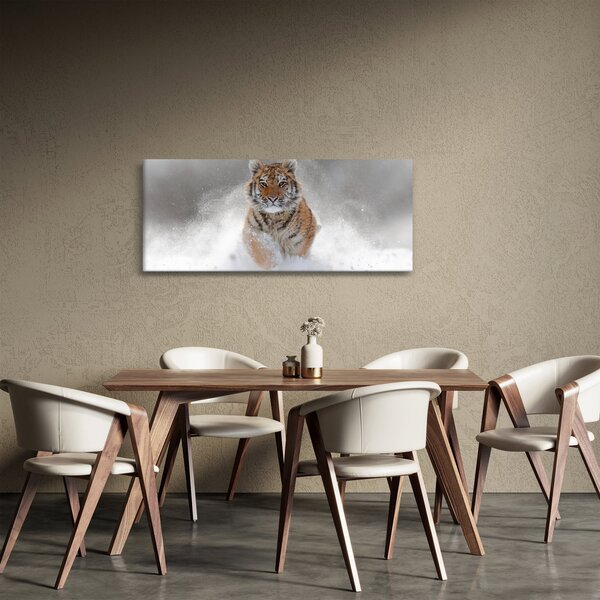 Futó tigris a hóban képe (120x50 cm)