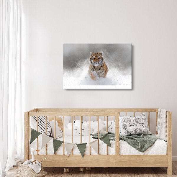 Futó tigris a hóban képe (90x60 cm)