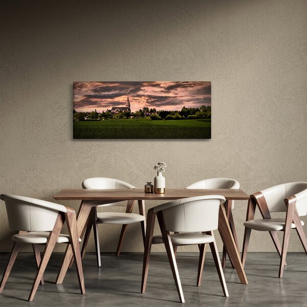 Tájkép templommal (120x50 cm)
