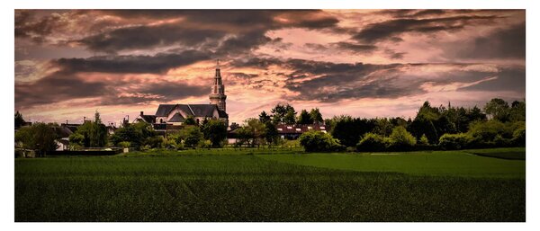 Tájkép templommal (120x50 cm)