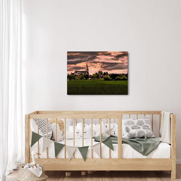 Tájkép templommal (70x50 cm)