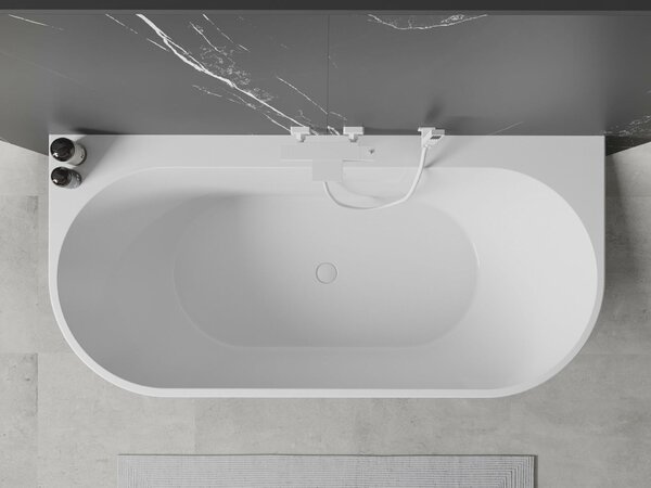 Mexen Oval+ szabadon álló, falhoz közel álló kád 170 x 80 cm, fehér, fehér túlfolyó - 52681708000-20