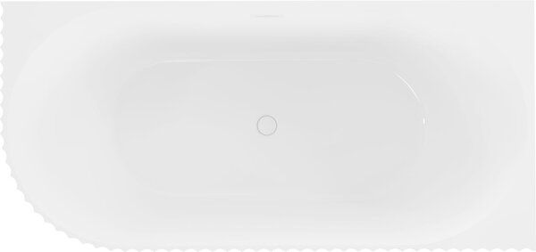 Mexen Gia szabadon álló sarok kád bordázott jobb 170 x 80 cm, fehér fényes, fehér túlfolyás - 52701708000P-20