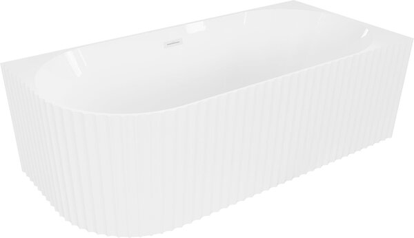 Mexen Gia szabadon álló sarok kád bordázott jobb 170 x 80 cm, fehér fényes, fehér túlfolyás - 52701708000P-20