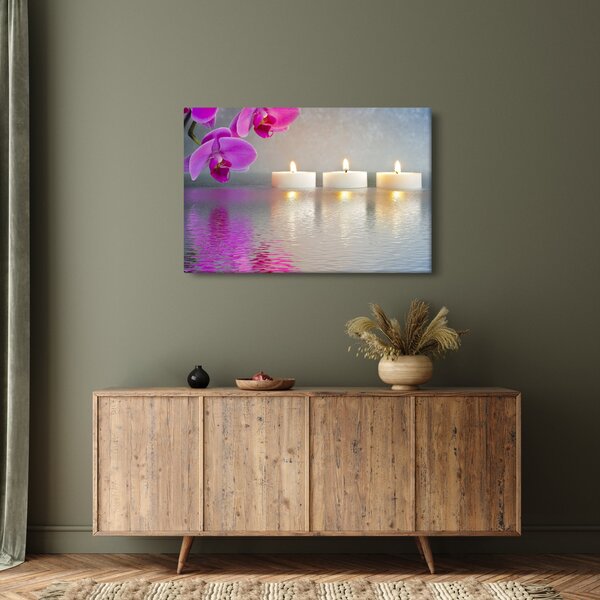 Gyertyák a vízen képe (90x60 cm)