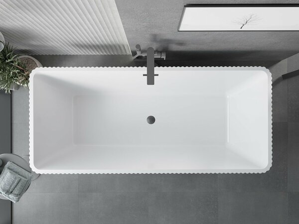Mexen Tava szabadon álló bordázott kád 170 x 75 cm, fehér, kifolyó gun gray kefélt - 52851707500-66