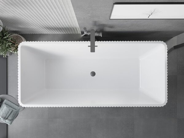 Mexen Tava szabadon álló bordázott kád 170 x 75 cm, fehér, gun metal túlfolyó - 52851707500-95