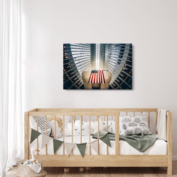 Építkezés az USA zászlóval képe (90x60 cm)