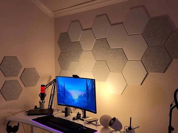 Bilnora extra sűrű hatszögletű öntapadós akusztikus falpanel szobába 9mm vastag 50*50 cm - 37 burlywood (vajszínű)